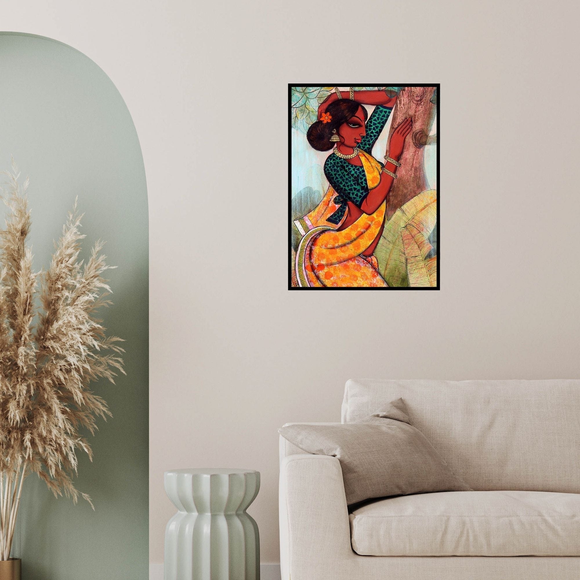 In-situ view of Varsha Kharatamal's 'Rhythmic Beauty 2' painting in a room