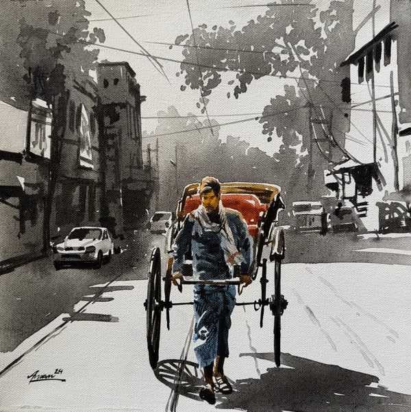 Rickshaw Puller 2 In Kolkata painting by Arpan Bhowmik
