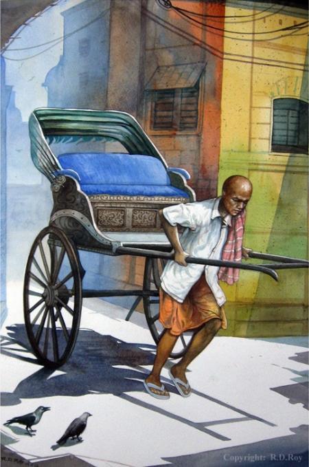 Rickshawwala 1 Painting by Rd Roy | ArtZolo.com