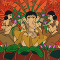 Riddhi Siddhi Ganesha 1' religious acrylic painting by artist Chetan Katigar, 22x58 inch, on canvas
