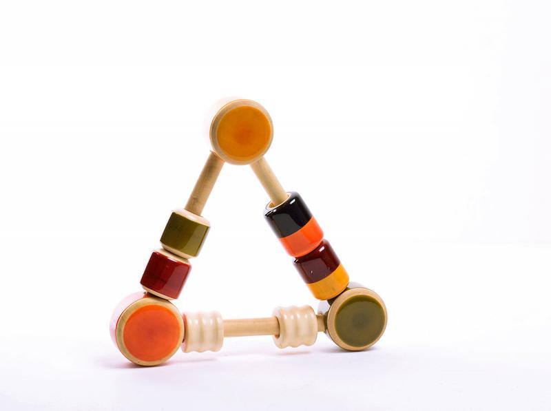 Toys craft titled 'Riff Raff Wooden Rattle', 5x4x1 inches, by artist Vijay Pathi on wood