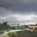 Right Weather For A Coffee Stop' landscape watercolor painting by artist Prashant Prabhu, 15x22 inch, on paper