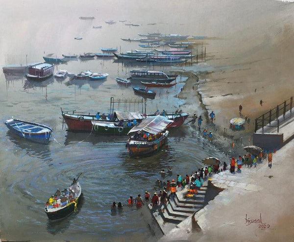 Rippes On Ganga Painting by Bijay Biswaal | ArtZolo.com