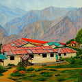 Landscape oil painting titled 'Rising High', 40x30 inches, by artist Ajay Harit on stretched canvas