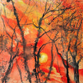 'Rising Sun' nature watercolor painting by artist Umesh Pandey, 11x11 inch, on paper
