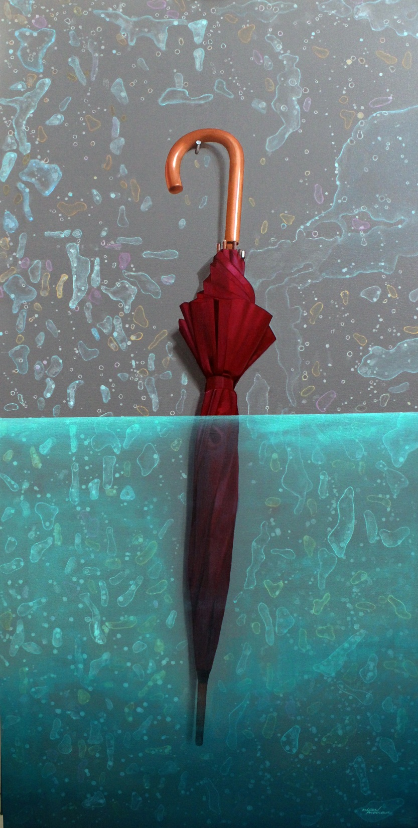 Rising Water' contemporary acrylic painting by artist Nijesh Mohan, 48x24 inch, on canvas
