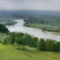 River View' nature oil painting by artist Surabhi Gulwelkar, 7x9 inch, on linen