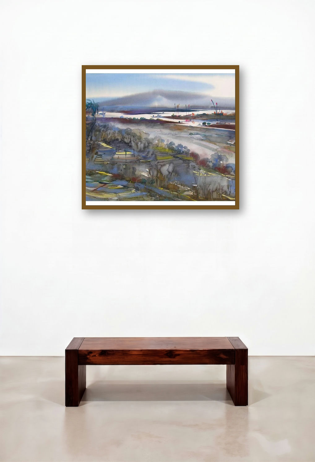 Riverscape 39 (Distant Shores) by artist Sunil Kale displayed in a Classic Penthouse