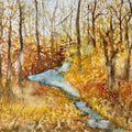 'Rivulet Through The Forest' nature watercolor painting by artist Umesh Pandey, 10x13 inch, on paper