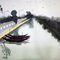 Cityscape watercolor painting titled 'Road Side Canal At Kolkata', 8x11 inches, by artist Arunava Ray on Paper