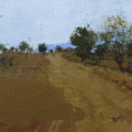 Landscape acrylic painting titled 'Road stories 18', 10x8 inches, by artist Anwar Husain on Canvas
