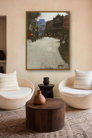 Road Stories 23 (Bustling City Street) by artist Anwar Husain displayed in a Luxury gallery