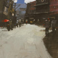 Cityscape acrylic painting titled 'Road stories 23', 6x8 inches, by artist Anwar Husain on Canvas