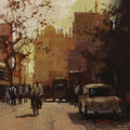 Cityscape acrylic painting titled 'Road stories 26', 6x8 inches, by artist Anwar Husain on Canvas