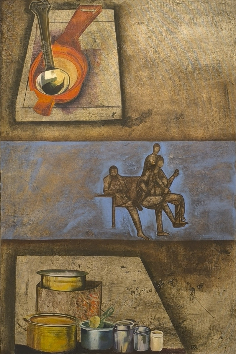 'The Roadside Hub' contemporary oil painting by artist Mona Dalal, 36x24 inch, on canvas