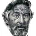 Portrait pencil drawing titled 'Robert De Niro', 11x8 inches, by artist Pranab Das on Paper