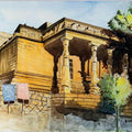 Landscape watercolor painting titled 'Rock Jain Temple', 15x11 inches, by artist Vivekanand Viswam on Paper