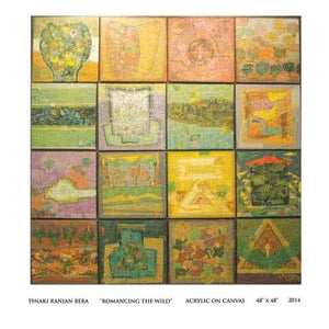 Romancing The Wild (Wild at Heart: A Tapestry of Tales) by Pinaki Ranjan Bera, Original Acrylic Abstract Painting on Canvas, Large Square Wall Art