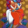 'Romantic Couple' religious acrylic painting by artist Sekhar Roy, 60x48 inch, on canvas