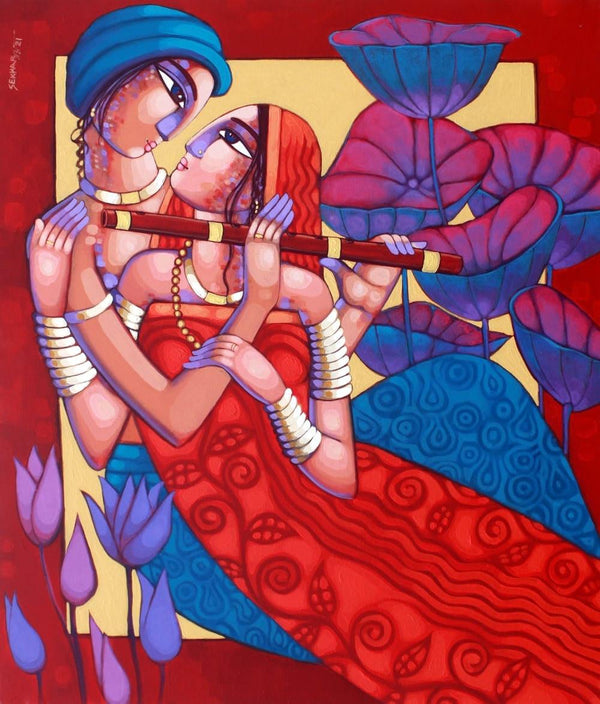 Romantic Couple 5 Painting by Sekhar Roy | ArtZolo.com
