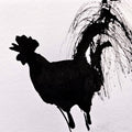 Rooster 14' animals ink drawing by artist Ashok Hinge, 4x6 inch, on paper