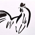 Rooster 15' animals ink drawing by artist Ashok Hinge, 4x6 inch, on paper