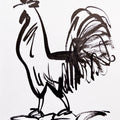 Rooster 2' animals ink drawing by artist Ashok Hinge, 8x6 inch, on paper
