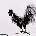 Rooster 3' animals ink drawing by artist Ashok Hinge, 6x8 inch, on paper