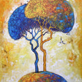 Rooted Of Two Hearts' nature acrylic painting by artist Arjun Das, 48x36 inch, on canvas