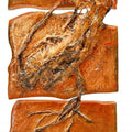 Abstract mixed media titled 'Roots And Pathway 12', 24x9 inches, by artist Ami Patel on Copper