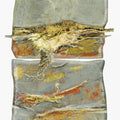 Abstract mixed media titled 'Roots And Pathway 2', 18x9 inches, by artist Ami Patel on Brass