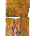 Abstract mixed media titled 'Roots And Pathway 4', 18x9 inches, by artist Ami Patel on Copper