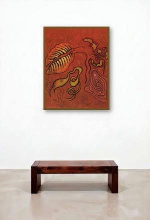 Rose And Leaf Abstract by artist Santosh More displayed in a Traditional Home Office