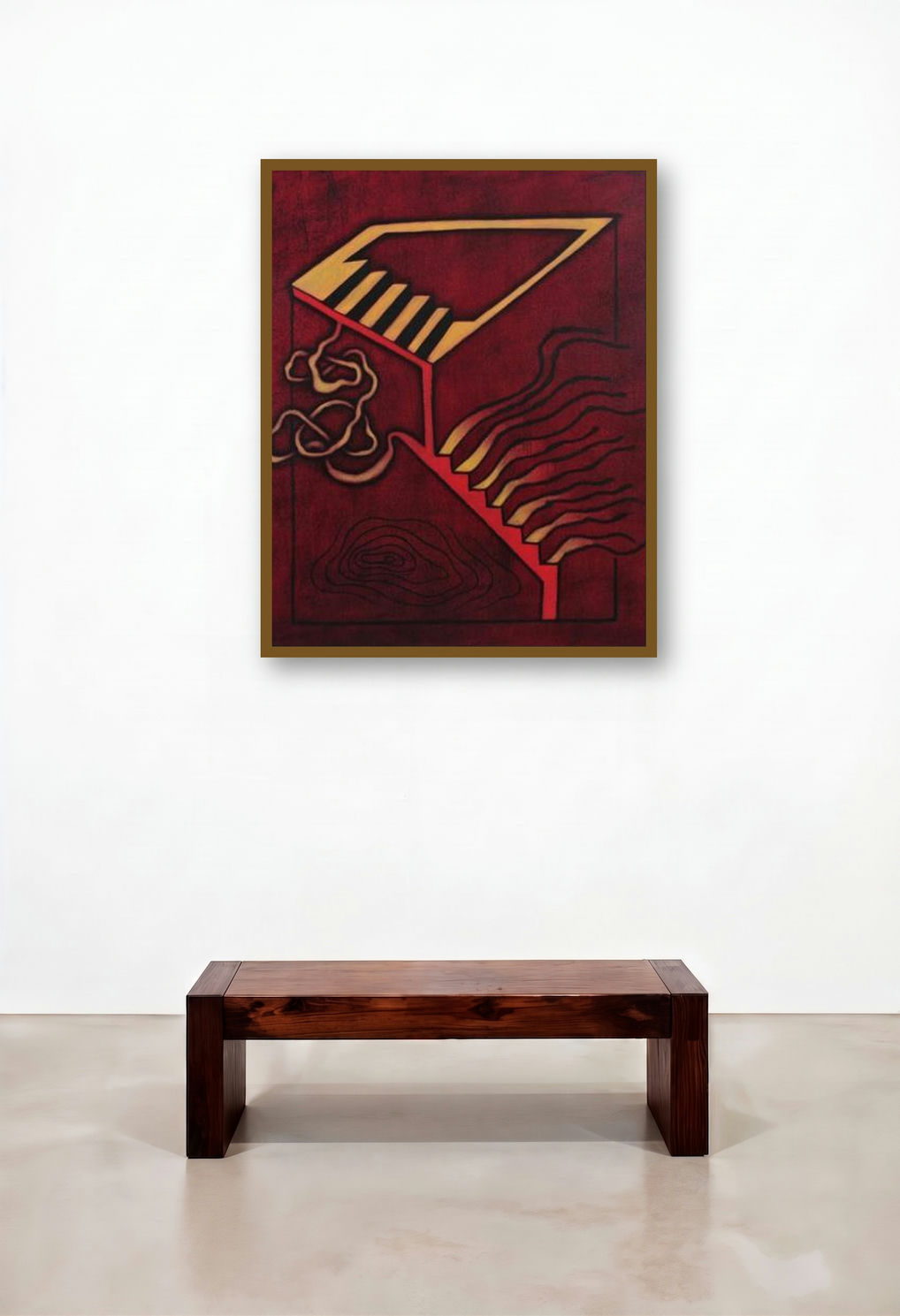 Roseate Abstract by artist Santosh More displayed in a Scandinavian Dining Room