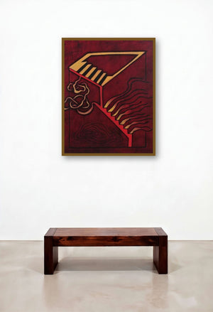 Roseate Abstract by artist Santosh More displayed in a Scandinavian Dining Room