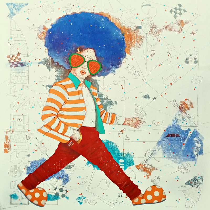 Routes Of Childhood 2' figurative acrylic painting by artist Shiv Kumar Soni, 48x48 inch, on canvas