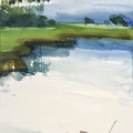 Row Into The Dreamlands 2' landscape watercolor painting by artist Prashant Prabhu, 20x16 inch, on paper board