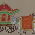 Figurative miniature traditional art titled 'Royal Bull Cart', 4x6 inches, by artist Unknown on Paper
