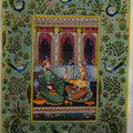 Figurative mughal traditional art titled 'Royal Couple', 12x9 inches, by artist Unknown on Silk