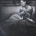 Figurative charcoal painting titled 'Royal Era 3', 30x30 inches, by artist Ajay Sangve on paper