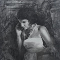 Figurative charcoal painting titled 'Royal Era', 36x30 inches, by artist Ajay Sangve on paper