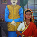 Figurative acrylic painting titled 'Royal Indian Couple', 30x24 inches, by artist Piyali Sarkar on Canvas