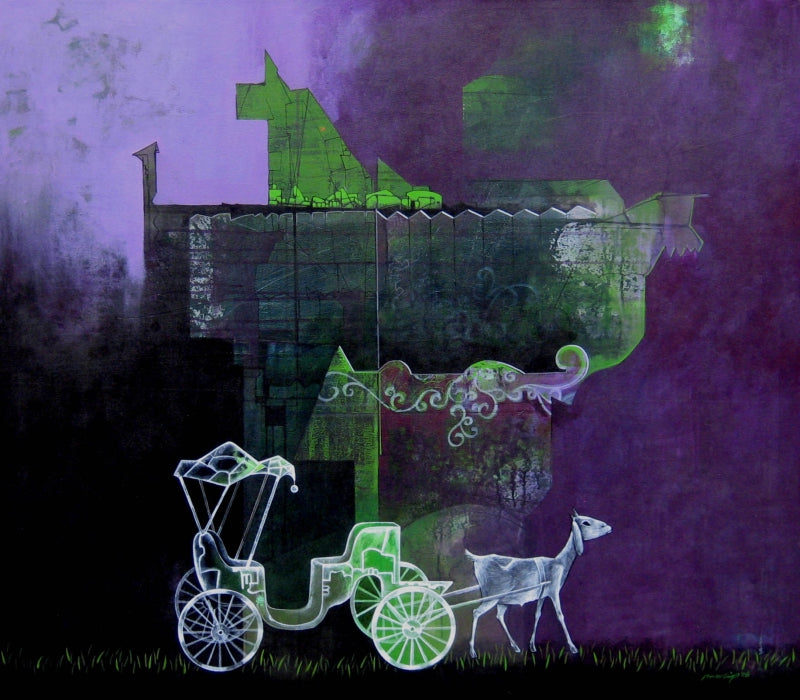 Royal Journey' contemporary acrylic painting by artist Pradip Sengupta, 42x48 inch, on canvas