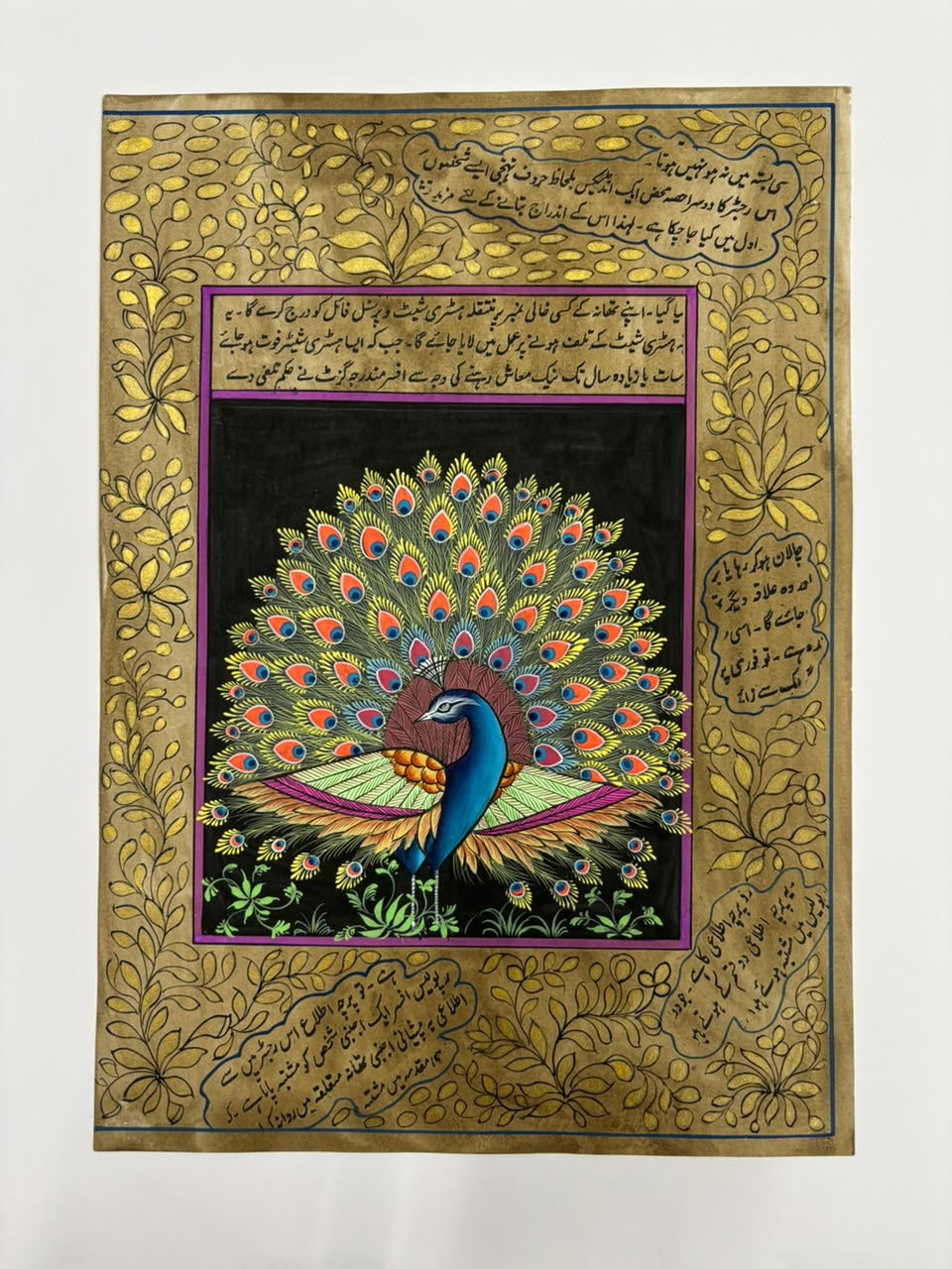 Royal Peacock 3' animals miniature Traditional Art by artist Unknown, 12x8 inch, on paper
