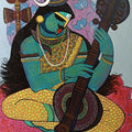 Religious acrylic painting titled 'Rudraveena', 28x20 inch, by artist Priyanka Chivte on Canvas