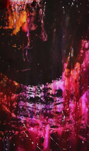 Ruins (Two Women and a Parrot) by Amit Dodiya, Original Glass Abstract Painting on Glass, X-Small Vertical Wall Art