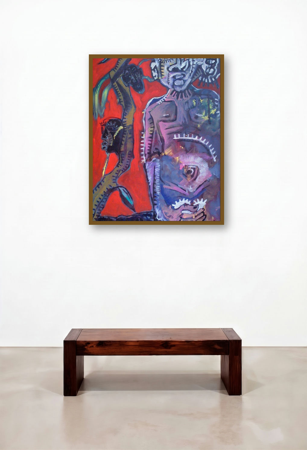Run Man Run Copy (Figure with Tree and Bird) by artist Kapil Alaskar displayed in a Boutique Hotel Style Dining Room