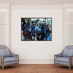 In-situ view of Madan Lal's 'Runway Of Life I' painting in a room