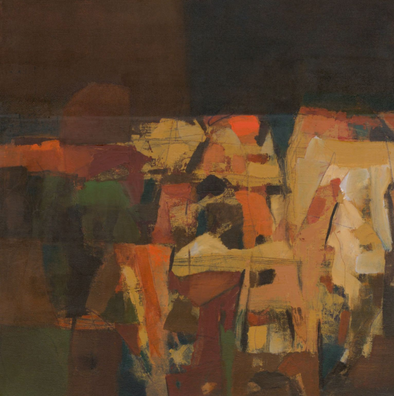 Rural India' abstract acrylic painting by artist Suchita Tarde, 24x24 inch, on canvas