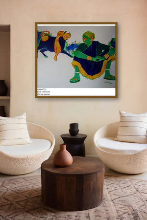 Rural Woman by artist Tailor Srinivas displayed in a Contemporary gallery